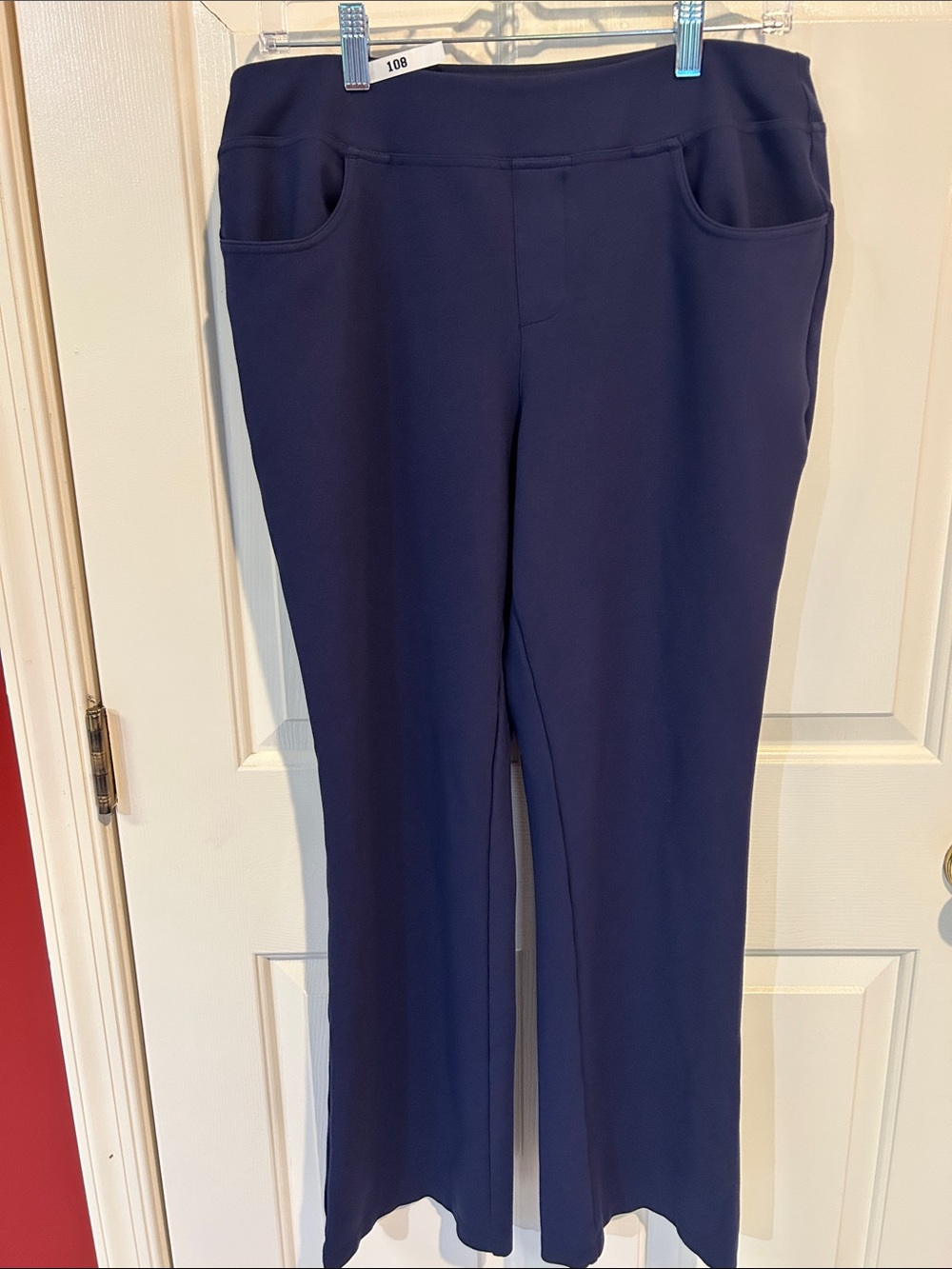 Belle by Kim Gravel Navy Pull-On Flare Ponte Pants